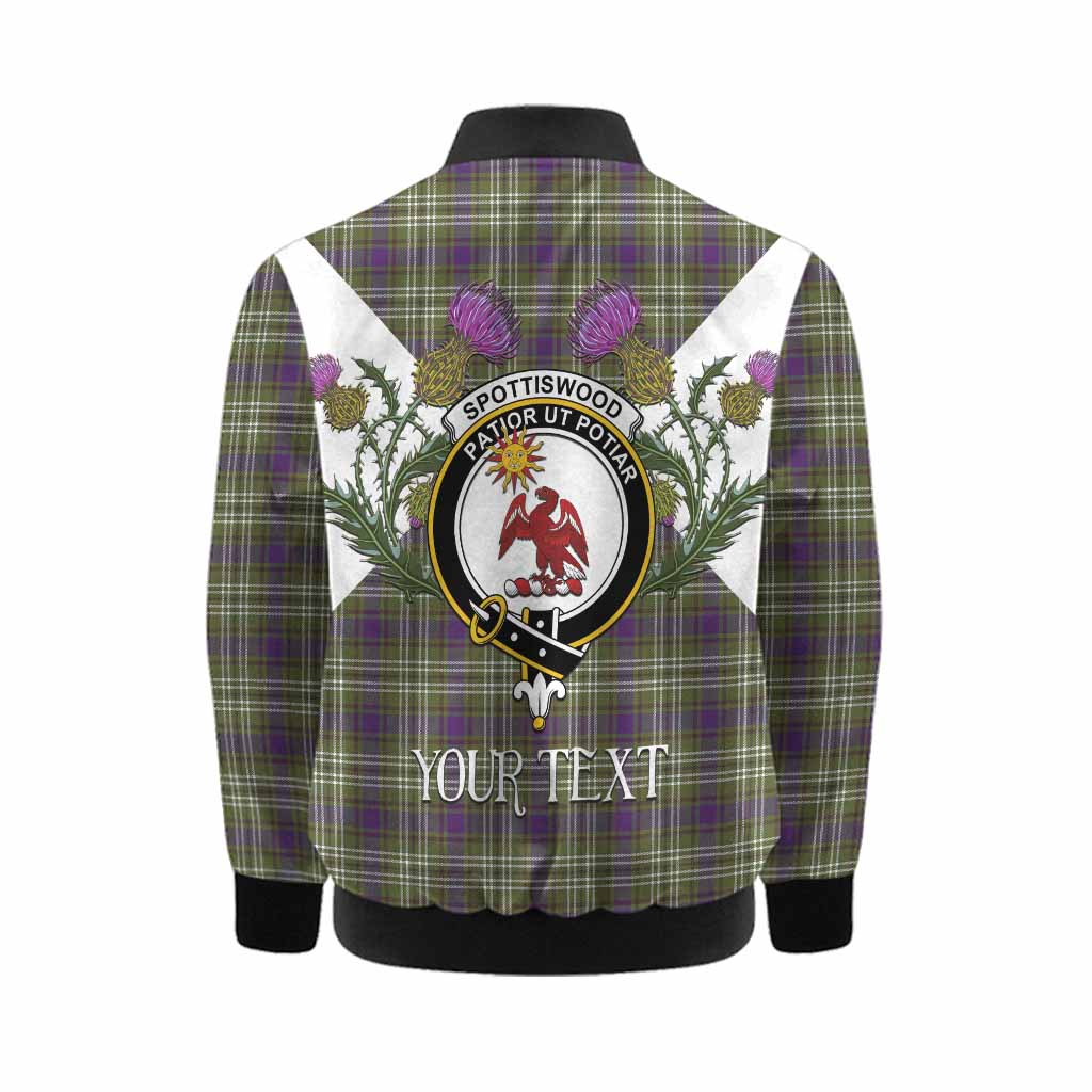 Spottiswood Tartan Family Crest Kid Bomber Jacket Scottish Burns Night Thistle Floral