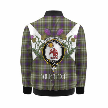 Spottiswood Tartan Family Crest Kid Bomber Jacket Scottish Burns Night Thistle Floral