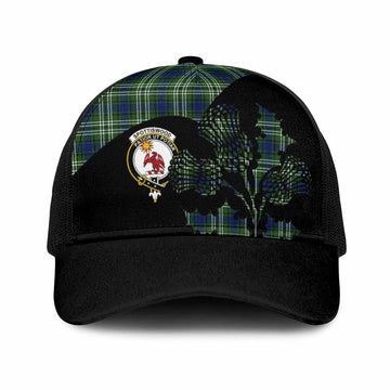 Spottiswood Tartan Family Crest Mesh Trucker Cap Scotland Thistle Floral Flag Style