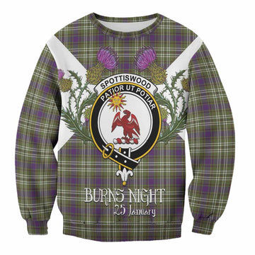 Spottiswood Tartan Family Crest Sweatshirt Scottish Burns Night Thistle Floral