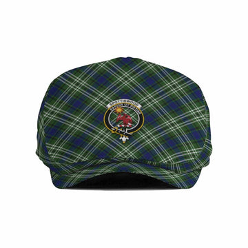 Spottiswood Tartan Flat Cap, Jeff Cap Cross Style with Family Crest