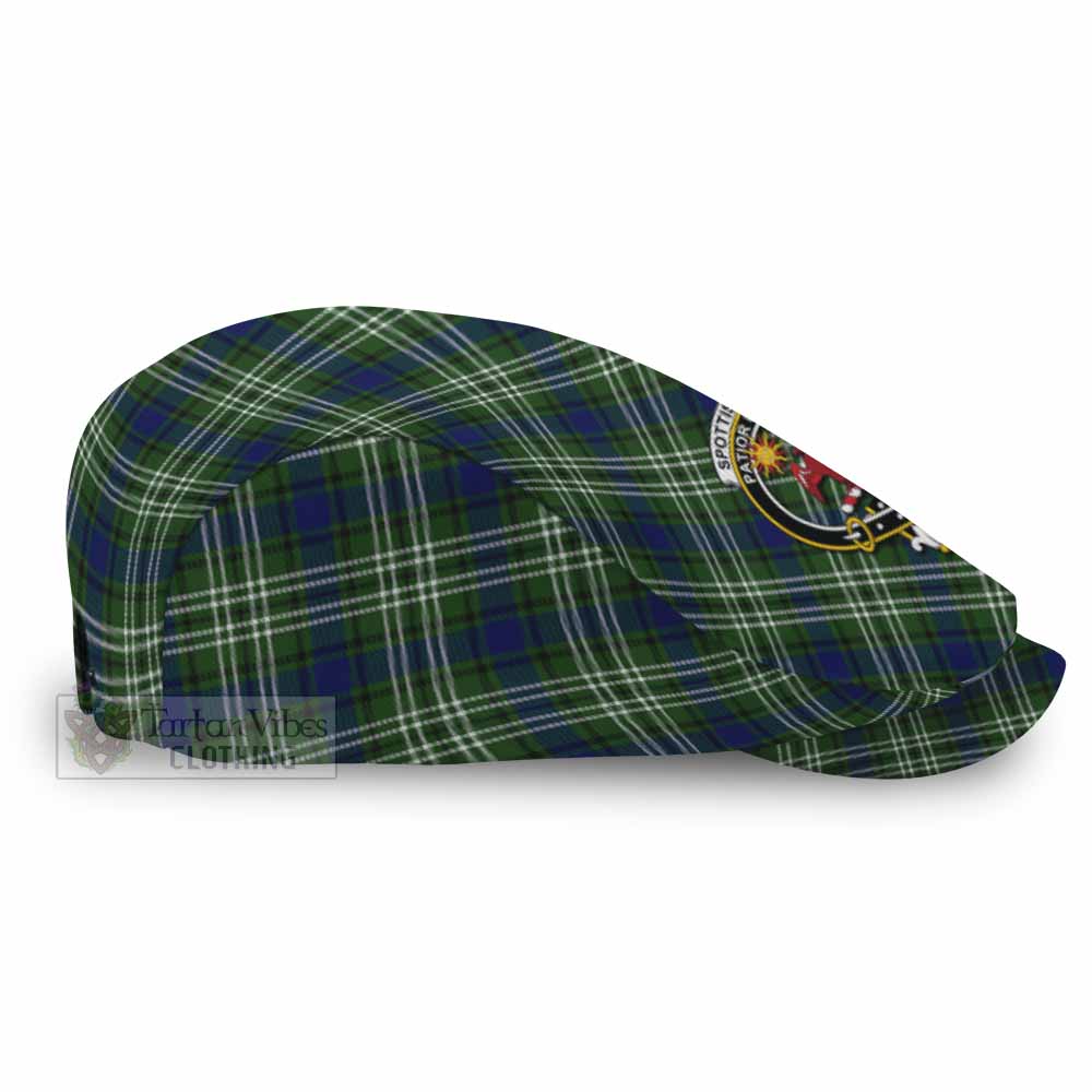 Spottiswood Tartan Flat Cap, Jeff Cap Cross Style with Family Crest - Tartan Vibes Clothing