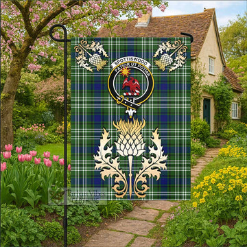 Spottiswood Tartan Garden Flag with Golden Regal Scottish Thistle Emblem - Tartan Vibes Clothing