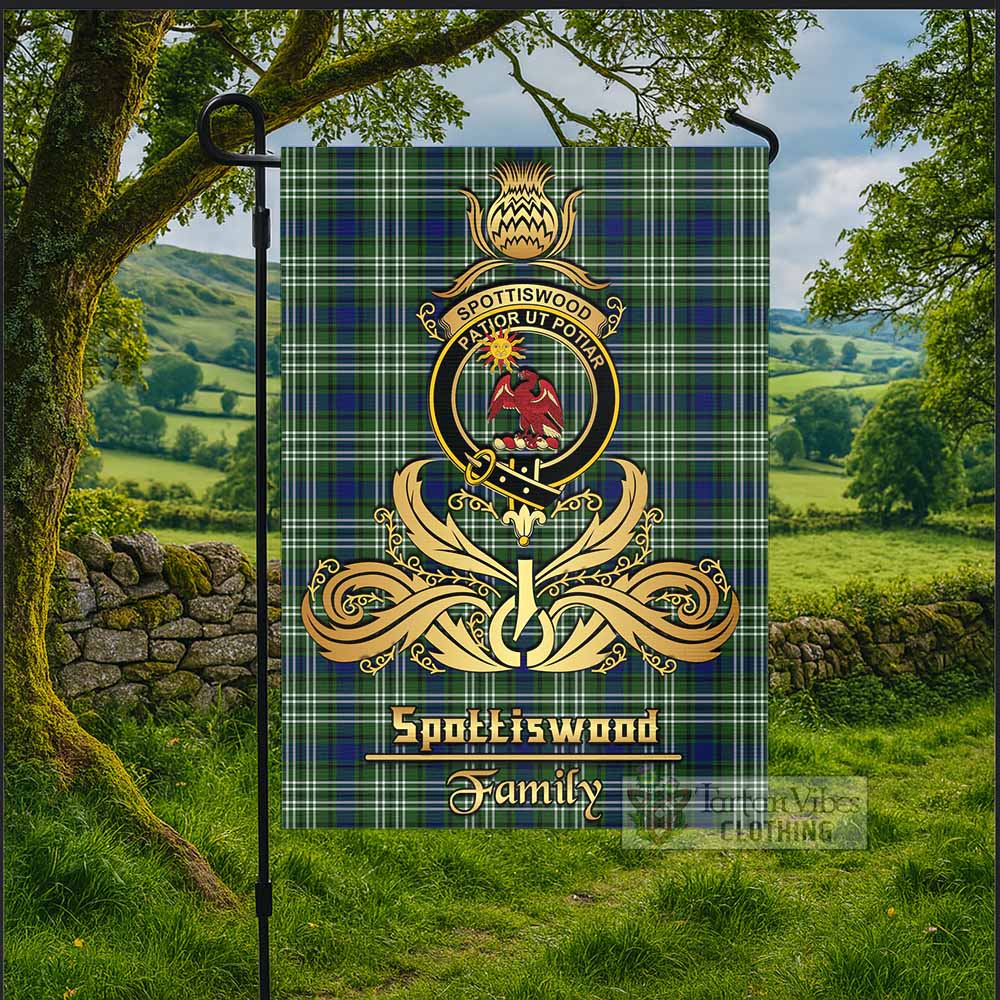 Spottiswood Tartan Garden Flag with Highland Thistle Cherish Family Crest Style - Tartan Vibes Clothing