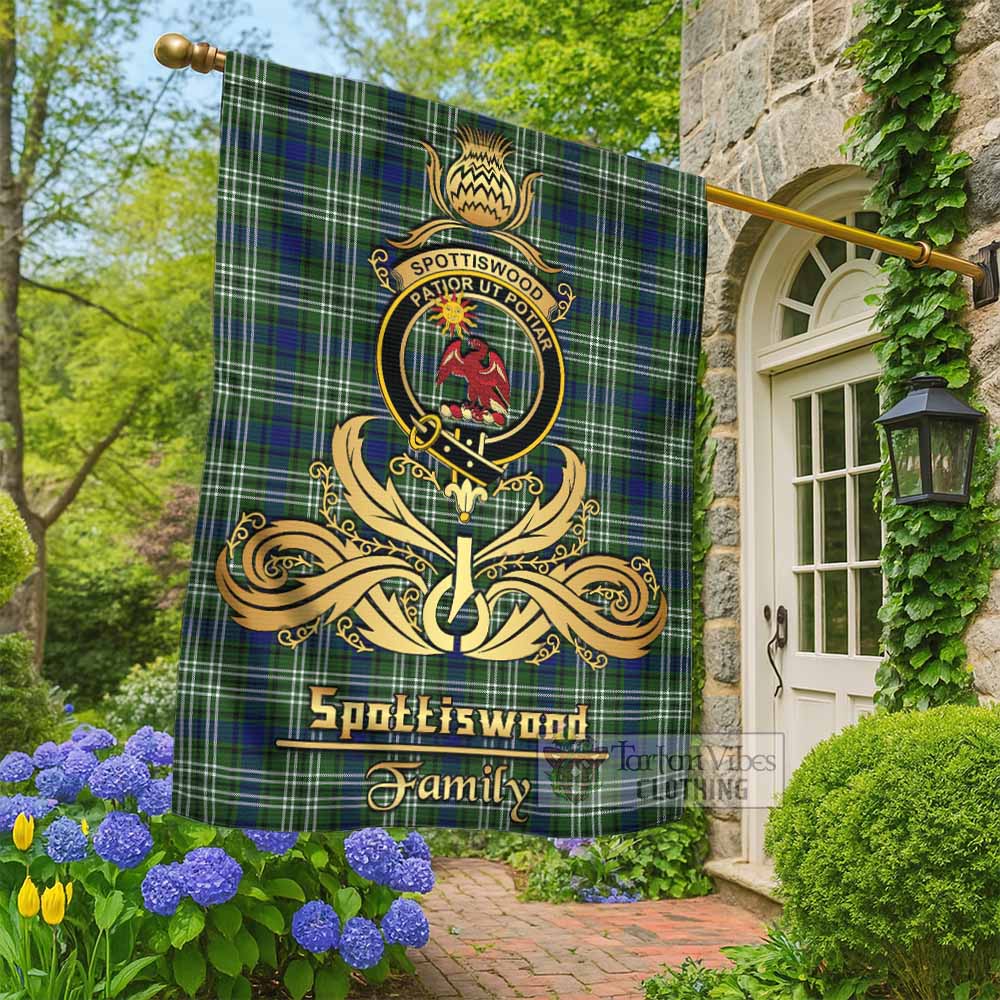 Spottiswood Tartan Garden Flag with Highland Thistle Cherish Family Crest Style - Tartan Vibes Clothing