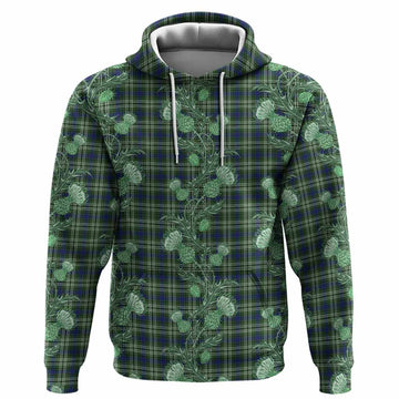 Spottiswood Tartan Hoodie Seamless Scottish Thistle Flowers