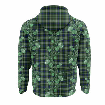 Spottiswood Tartan Hoodie Seamless Scottish Thistle Flowers