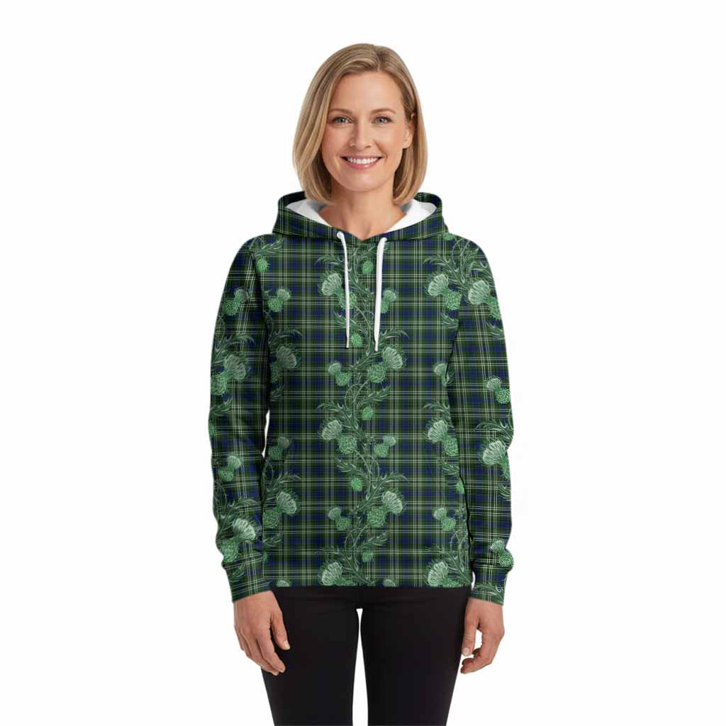 Spottiswood Tartan Hoodie Seamless Scottish Thistle Flowers