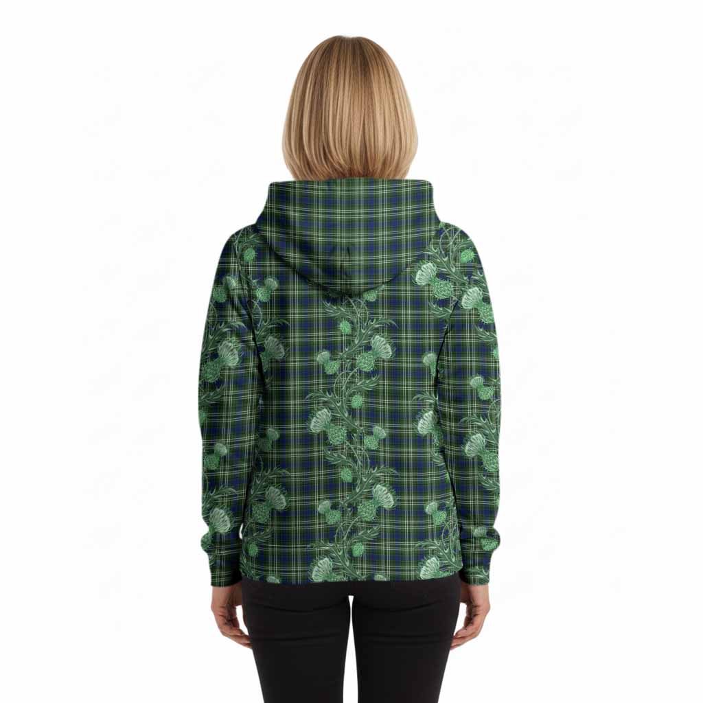 Spottiswood Tartan Hoodie Seamless Scottish Thistle Flowers