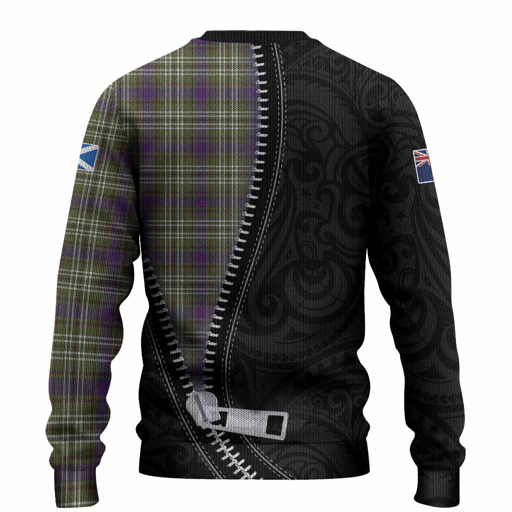 Spottiswood Tartan Knitted Sweater New Zealand Pattern Unique Zipper Stylized