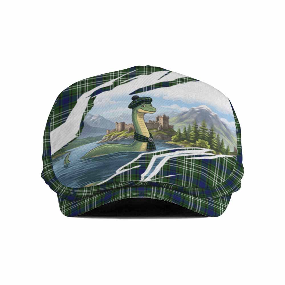 Spottiswood Tartan Loch Ness Monster Scottish Heritage Art Flat Cap, Jeff Cap