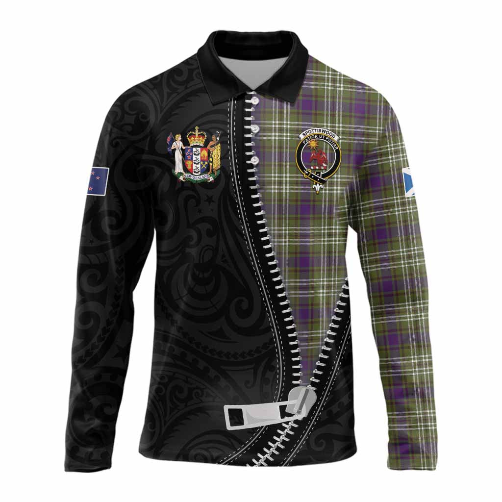 Spottiswood Tartan Long Sleeve Polo Shirt New Zealand Pattern Unique Zipper Stylized