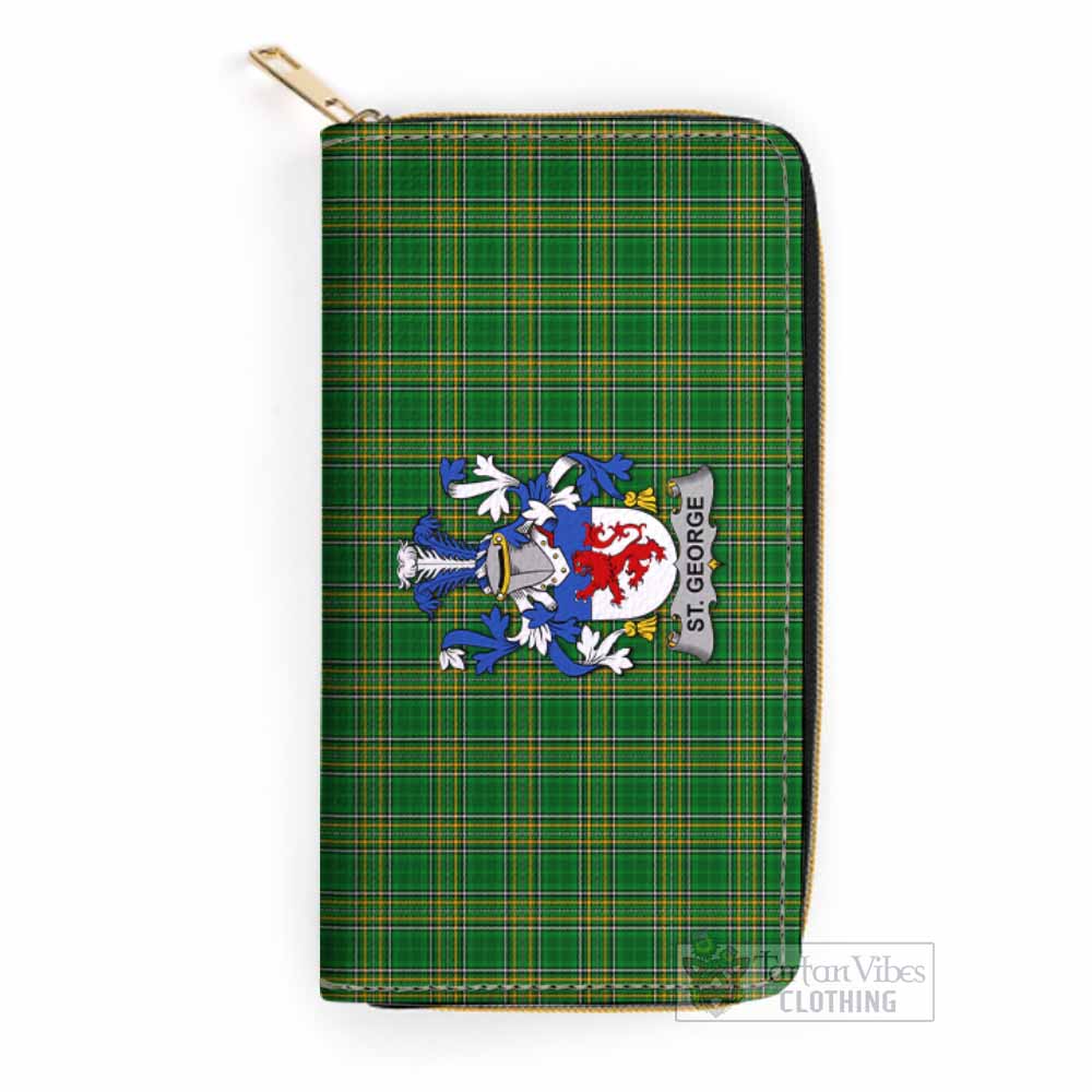 St. George Irish Clan Tartan Women's Leather Wallet with Coat of Arms One Size 19.7*10.5*3.5 cm - Tartan Vibes Clothing