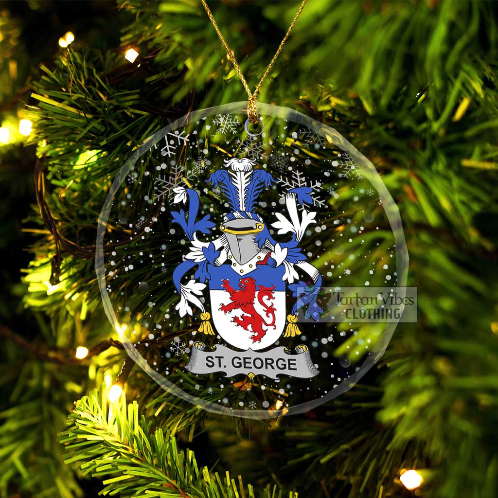 St. George Irish Clan Christmas Glass Ornament with Coat of Arms Transparent Glass Circle - 2D-tartanvibesclothing