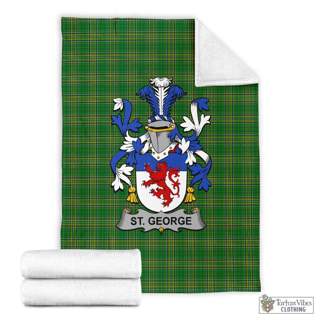 St. George Irish Clan Tartan Blanket with Coat of Arms X-Large 59 x 79 inches 150 x 200 cm - Tartan Vibes Clothing