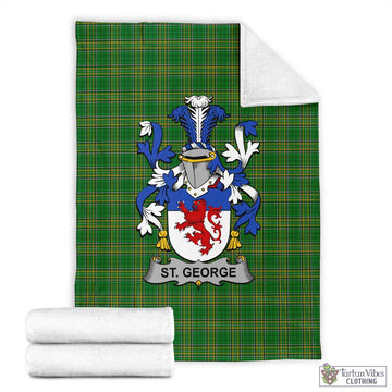 St. George Irish Clan Tartan Blanket with Coat of Arms X-Large 59 x 79 inches 150 x 200 cm - Tartan Vibes Clothing
