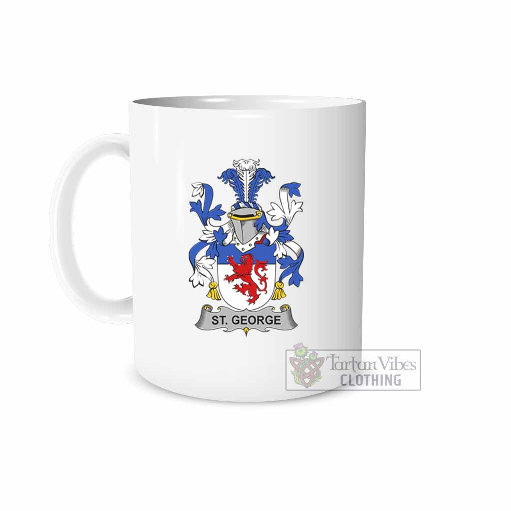 St. George Irish Clan Coat of Arms Ceramic Mug White - 2D-tartanvibesclothing