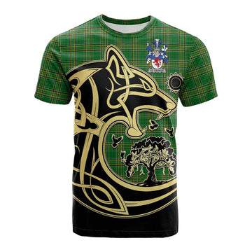 St. George Irish Tartan Cotton T-shirt with Coat of Arms Celtic Wolf Style Kid's Shirt - Tartan Vibes Clothing