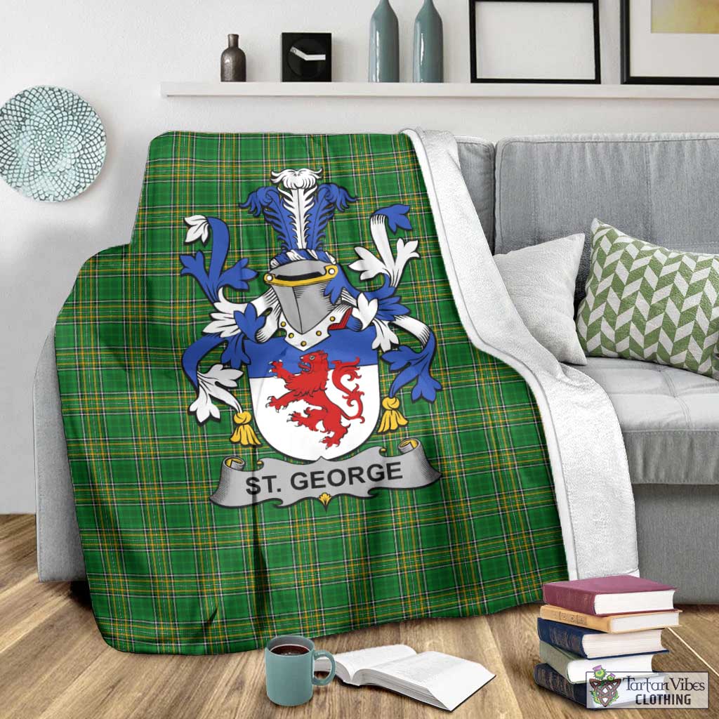St. George Irish Clan Tartan Blanket with Coat of Arms - Tartan Vibes Clothing