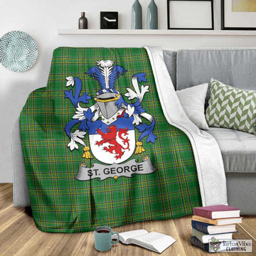 St. George Irish Clan Tartan Blanket with Coat of Arms - Tartan Vibes Clothing