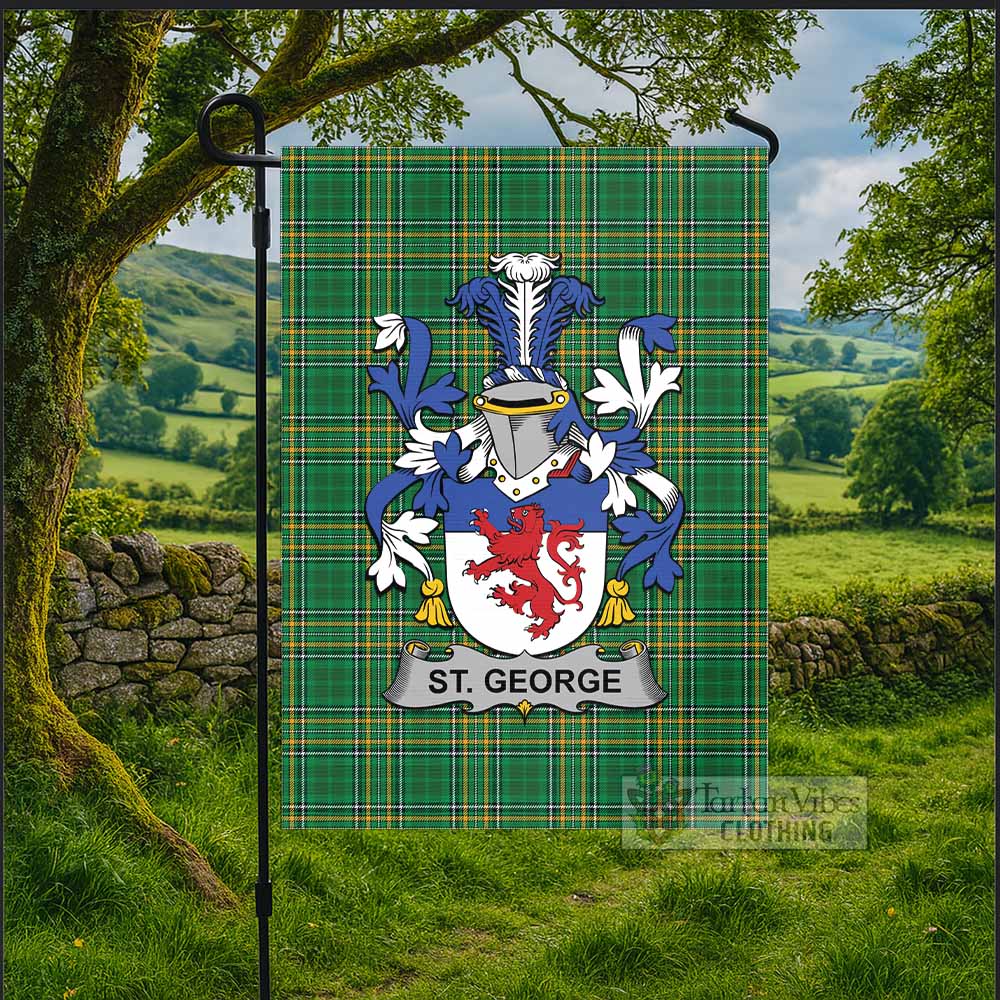 St. George Irish Clan Tartan Flag with Coat of Arms