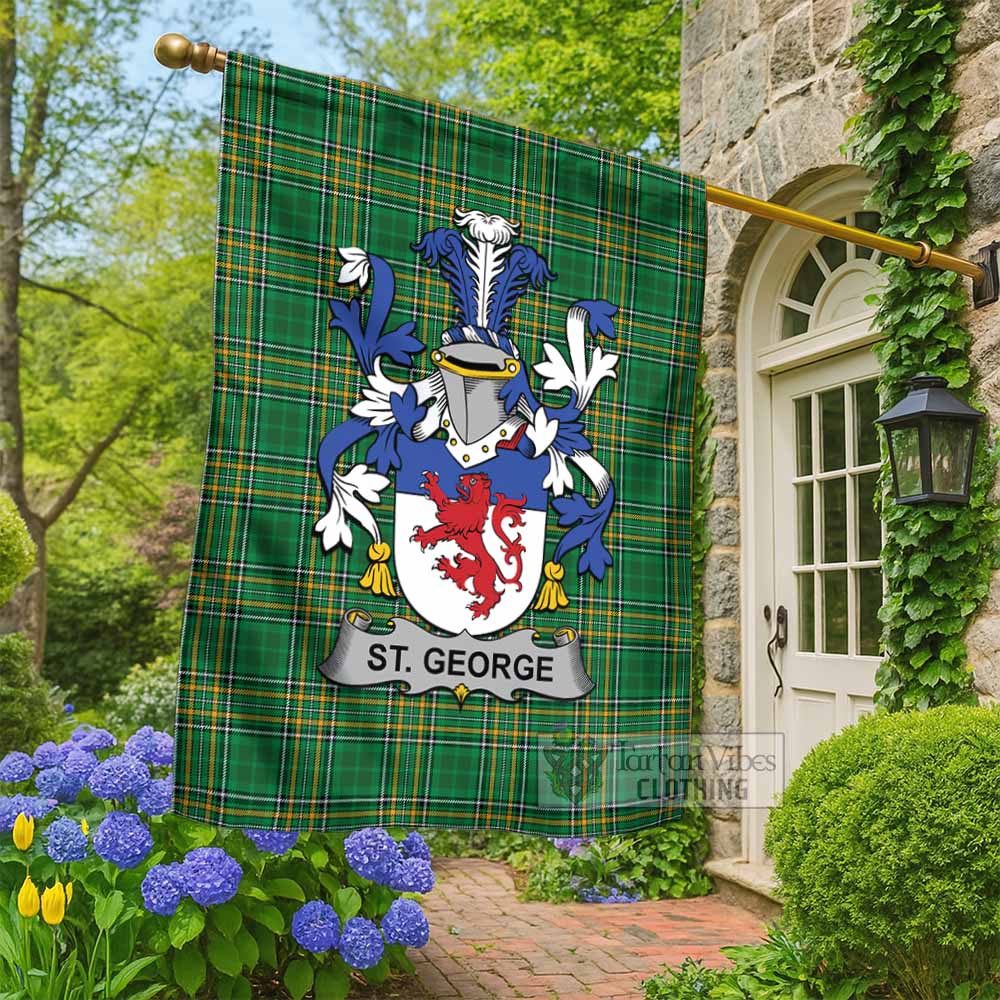 St. George Irish Clan Tartan Flag with Coat of Arms