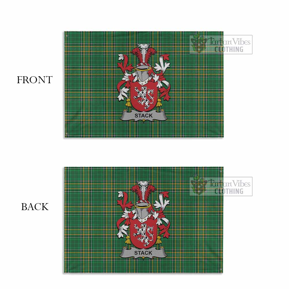 Tartan Vibes Clothing Stack Irish Clan Tartan House Flag with Coat of Arms