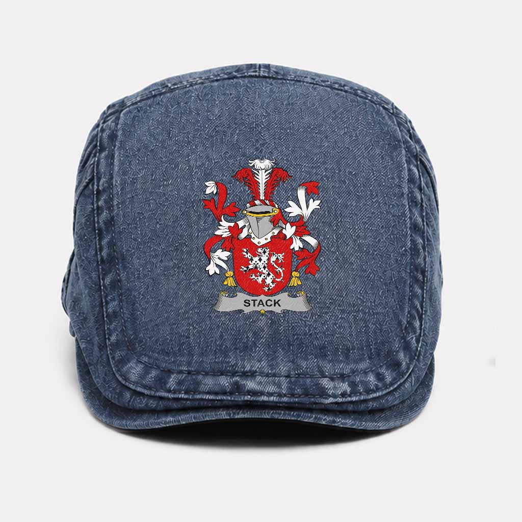 Stack Irish Coat of Arms Washed Flat Cap - Unisex Jeff Cap One Size (Adjustable) Dark Blue - Tartan Vibes Clothing