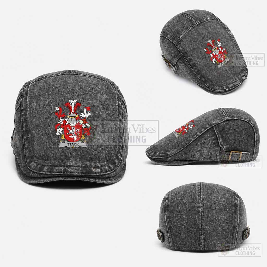 Stack Irish Coat of Arms Washed Flat Cap - Unisex Jeff Cap One Size (Adjustable) Black - Tartan Vibes Clothing