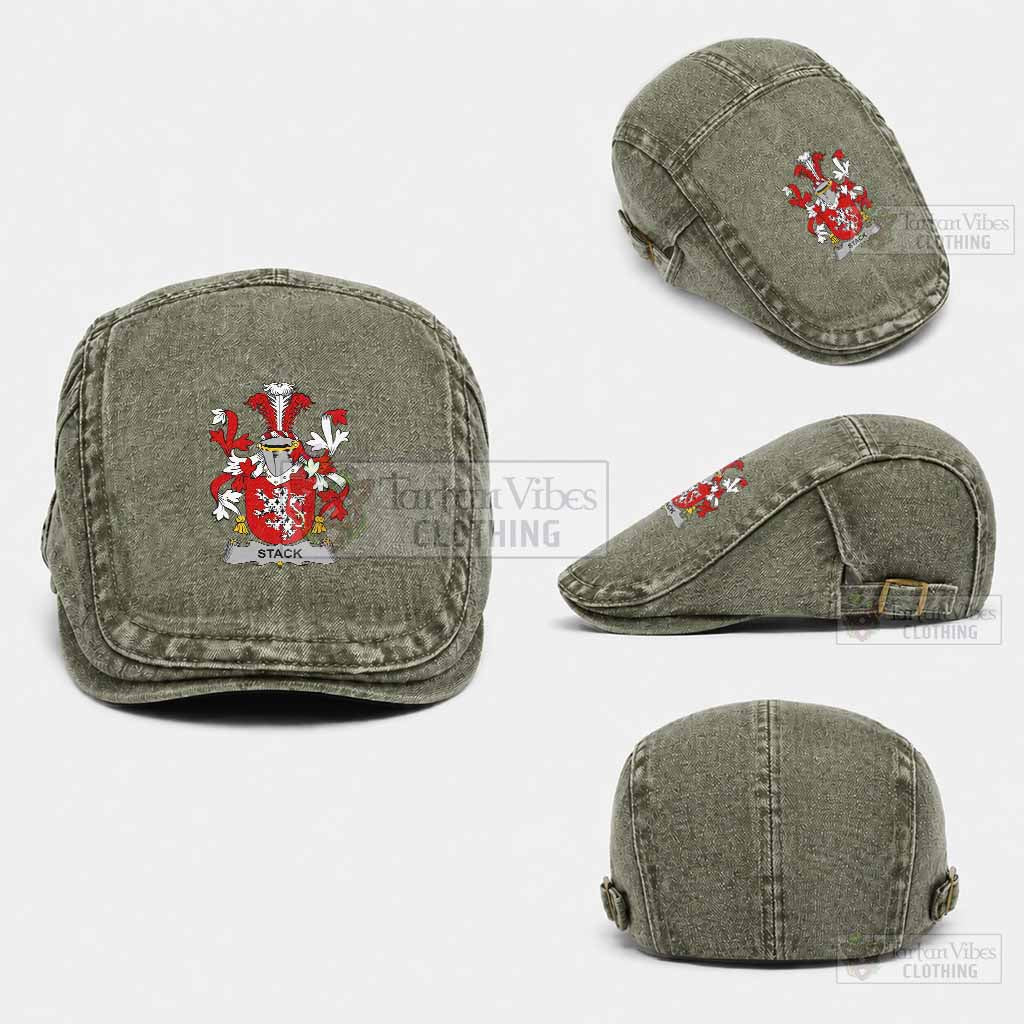 Stack Irish Coat of Arms Washed Flat Cap - Unisex Jeff Cap One Size (Adjustable) Army Green - Tartan Vibes Clothing