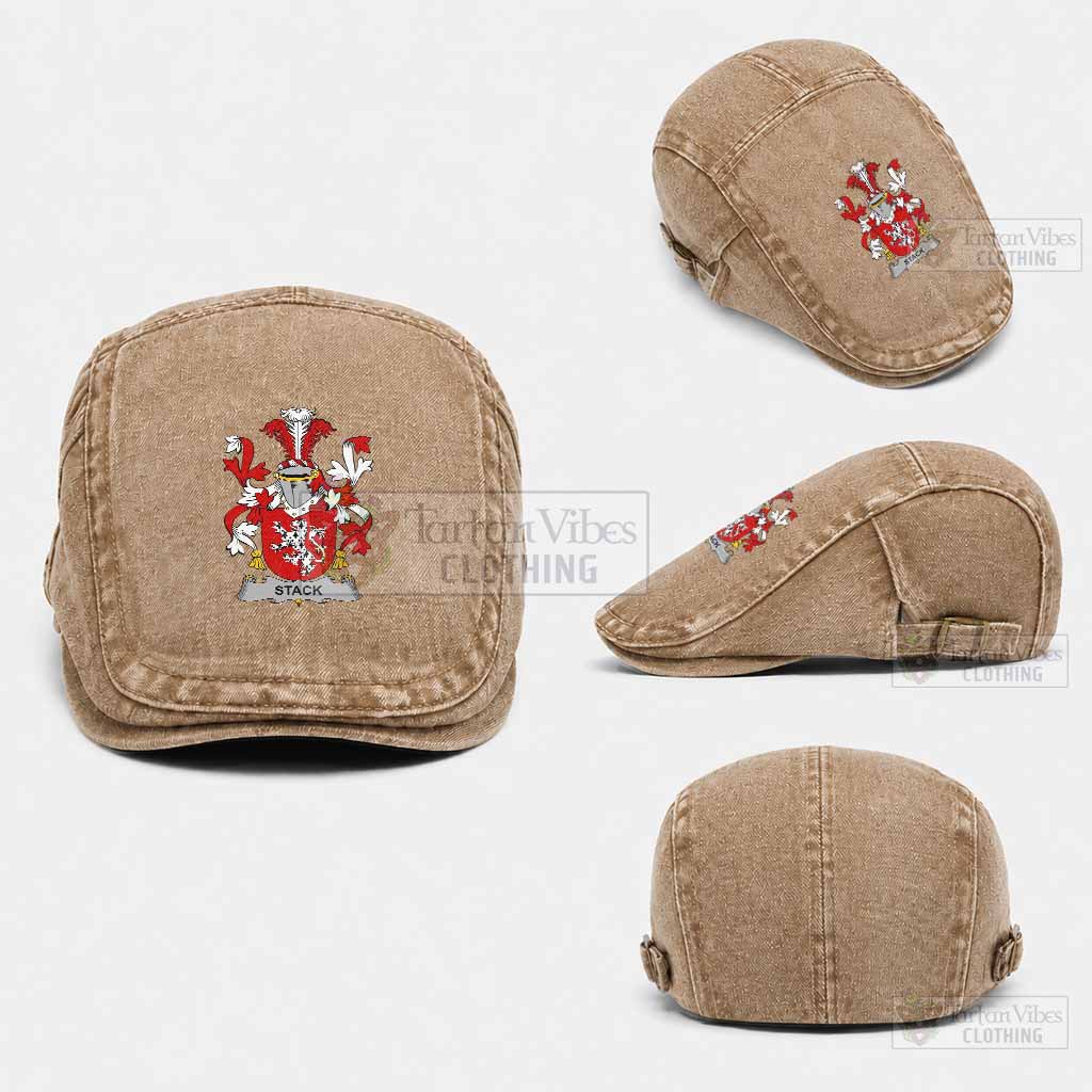 Stack Irish Coat of Arms Washed Flat Cap - Unisex Jeff Cap One Size (Adjustable) Khaki - Tartan Vibes Clothing