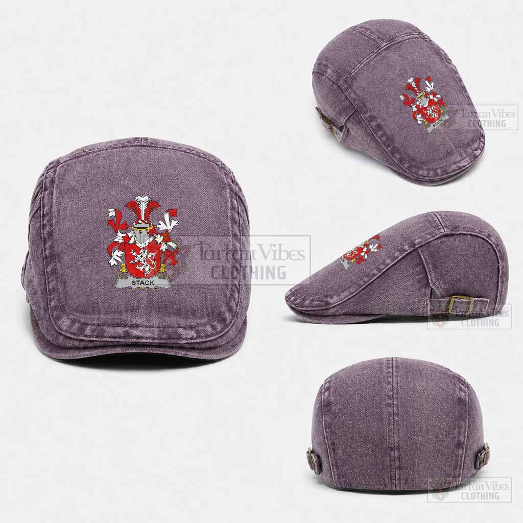 Stack Irish Coat of Arms Washed Flat Cap - Unisex Jeff Cap One Size (Adjustable) Purple - Tartan Vibes Clothing
