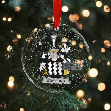 Tartan Vibes Clothing Stafford Irish Clan Christmas Glass Ornament with Coat of Arms