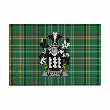 Tartan Vibes Clothing Stafford Irish Clan Tartan House Flag with Coat of Arms