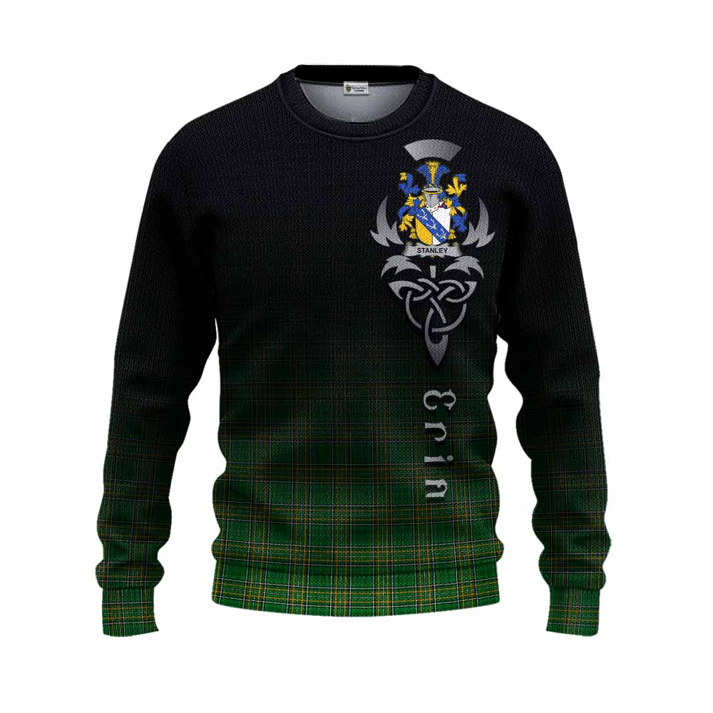 Tartan Vibes Clothing Stanley Irish Clan Knitted Sweater with Coat of Arms Erin Go Bragh Celtic Inspired