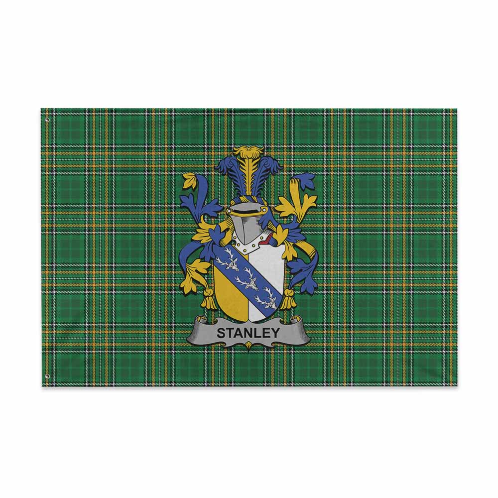 Tartan Vibes Clothing Stanley Irish Clan Tartan House Flag with Coat of Arms