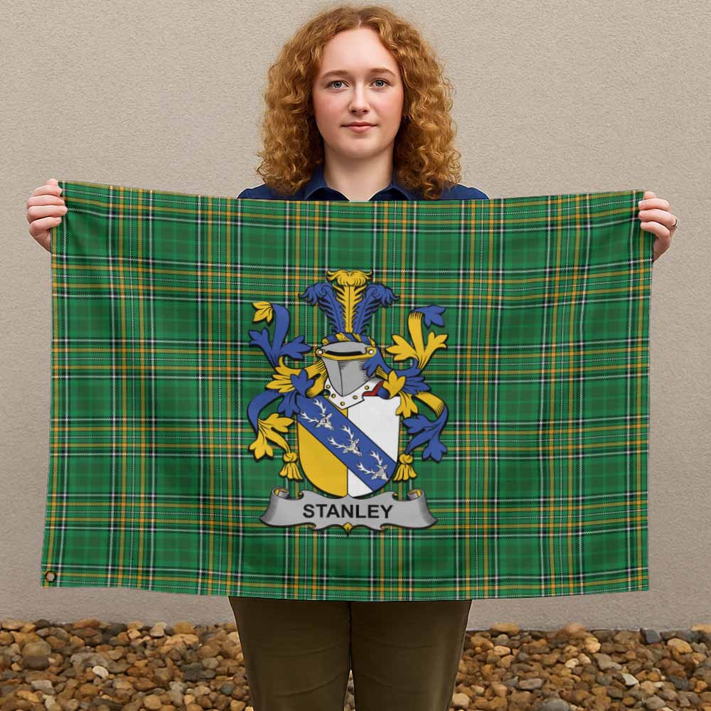 Tartan Vibes Clothing Stanley Irish Clan Tartan House Flag with Coat of Arms