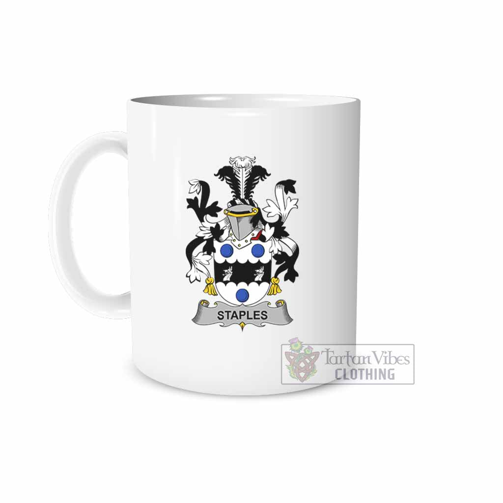 Staples Irish Clan Coat of Arms Ceramic Mug White - 2D-tartanvibesclothing