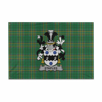 Staples Irish Clan Tartan House Flag with Coat of Arms