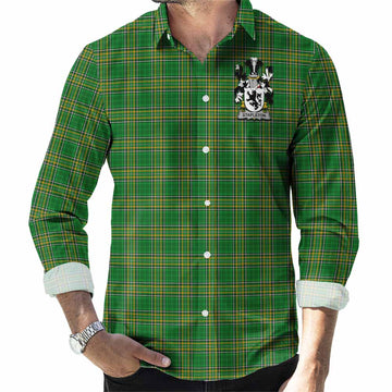 Stapleton Irish Clan Tartan Long Sleeve Button Up with Coat of Arms Men's Shirt - Tartan Vibes Clothing