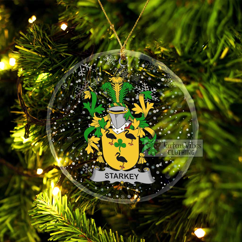 Starkey Irish Clan Christmas Glass Ornament with Coat of Arms Transparent Glass Circle - 2D-tartanvibesclothing