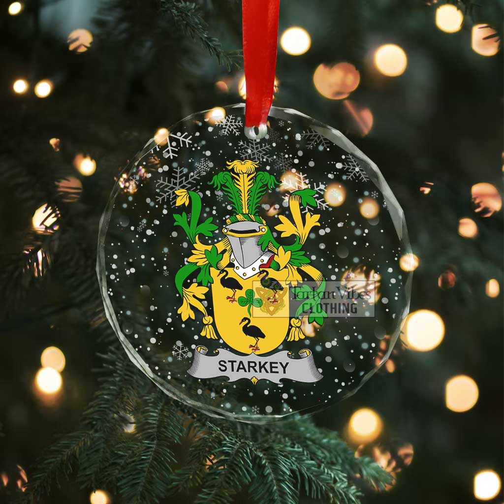 Starkey Irish Clan Christmas Glass Ornament with Coat of Arms - 2D-tartanvibesclothing