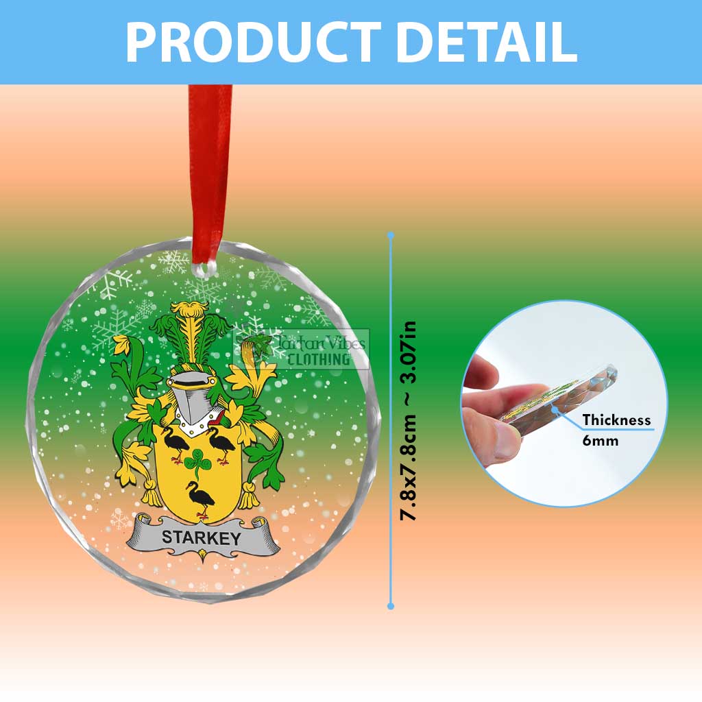 Starkey Irish Clan Christmas Glass Ornament with Coat of Arms - 2D-tartanvibesclothing