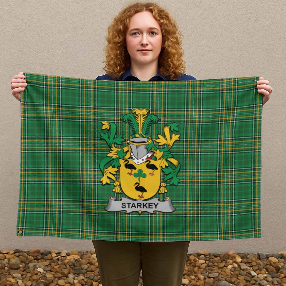 Tartan Vibes Clothing Starkey Irish Clan Tartan House Flag with Coat of Arms