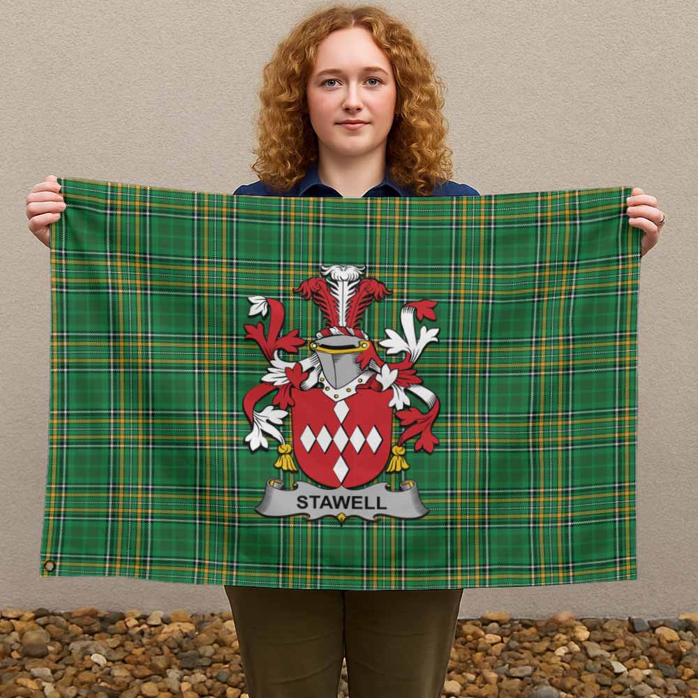 Tartan Vibes Clothing Stawell Irish Clan Tartan House Flag with Coat of Arms