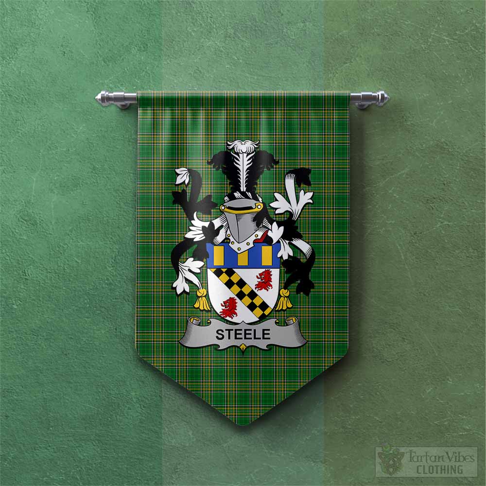 Tartan Vibes Clothing Steele Irish Clan Tartan Gonfalon, Tartan Banner with Coat of Arms