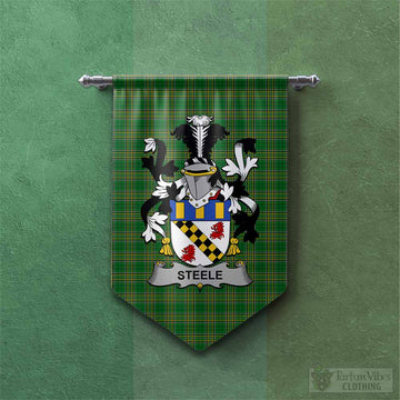 Tartan Vibes Clothing Steele Irish Clan Tartan Gonfalon, Tartan Banner with Coat of Arms