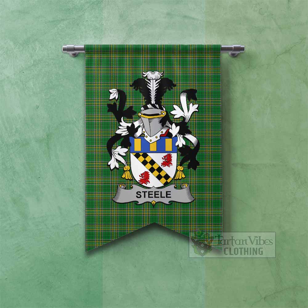 Tartan Vibes Clothing Steele Irish Clan Tartan Gonfalon, Tartan Banner with Coat of Arms