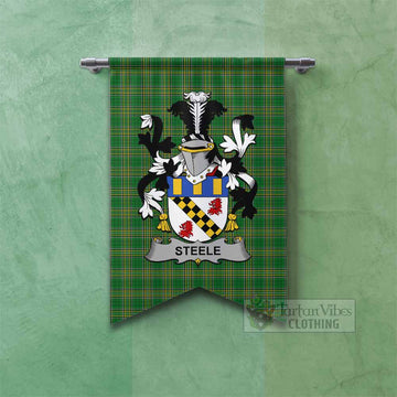 Tartan Vibes Clothing Steele Irish Clan Tartan Gonfalon, Tartan Banner with Coat of Arms