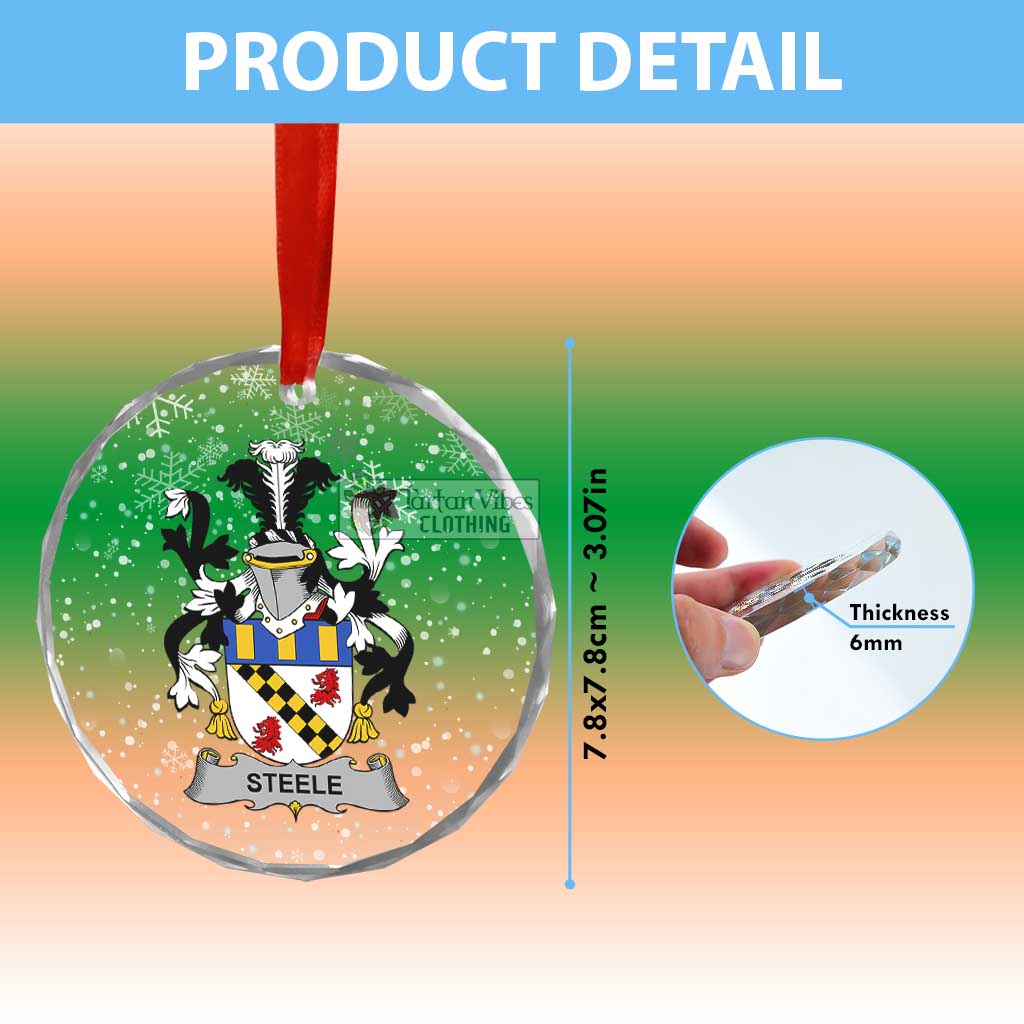 Tartan Vibes Clothing Steele Irish Clan Christmas Glass Ornament with Coat of Arms